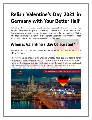 Relish Valentine's Day 2021 in Germany with Your Better Half