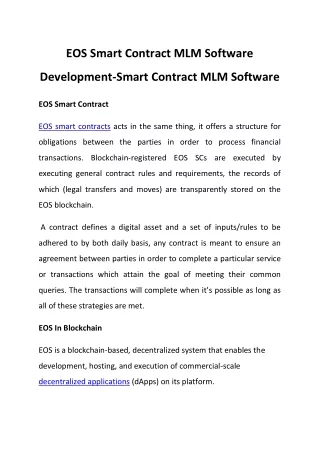 eos smart contract mlm software