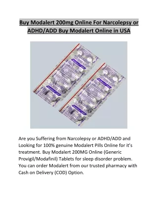 Buy Modalert 200mg Online For Narcolepsy or ADHD/ADD | Buy Modalert Online in USA