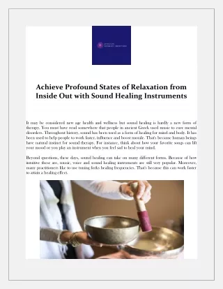 achieve profound states of relaxation from inside