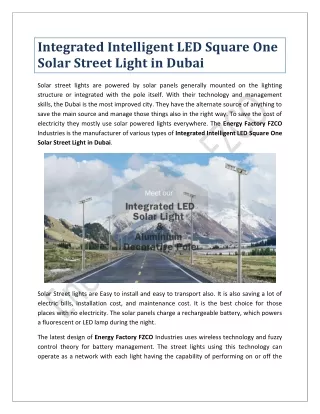 Integrated Intelligent LED Square One Solar Street Light in Dubai