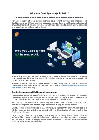 why you can t ignore qa in 2021
