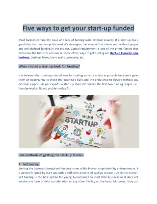 Five ways to get your start-up funded