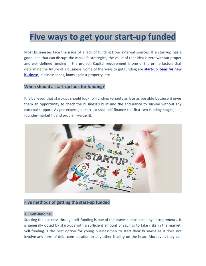 five ways to get your start up funded