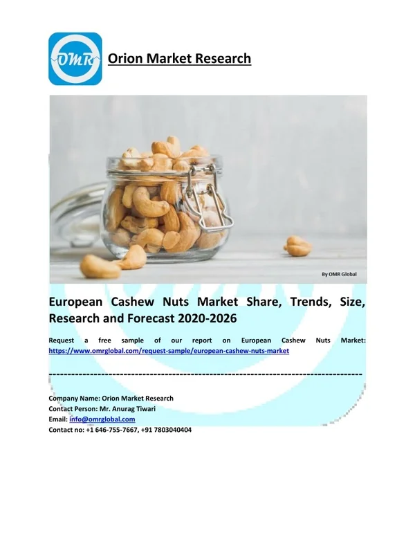 European Cashew Nuts Market Research and Forecast 2020-2026