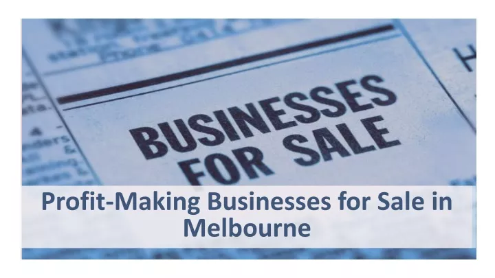 profit making businesses for sale in melbourne