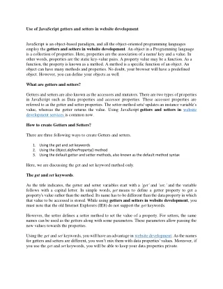 use of javascript getters and setters in website