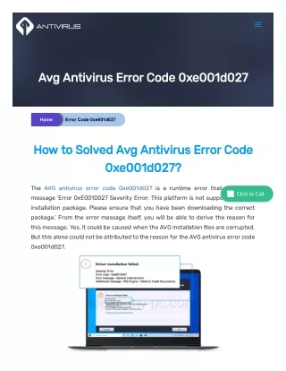 avg antivirus error code 0xe001d027