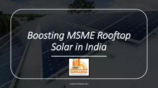 Boosting MSME Rooftop Solar in India