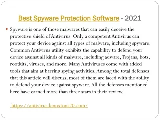 best spyware protection software 2021