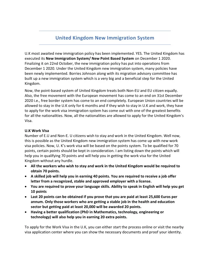 united kingdom new immigration system