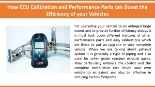 How ECU Calibration and Performance Parts can Boost the Efficiency of your Vehicles