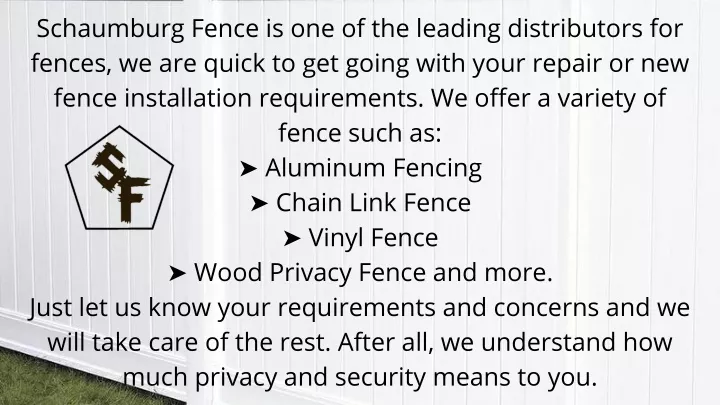 schaumburg fence is one of the leading