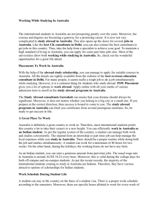 working while studying in australia