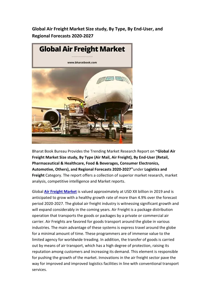 global air freight market size study by type