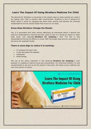 learn the impact of using strattera medicine