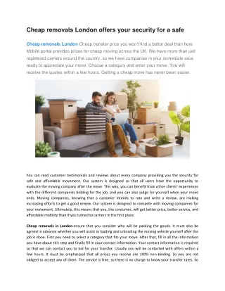 cheap removals london offers your security