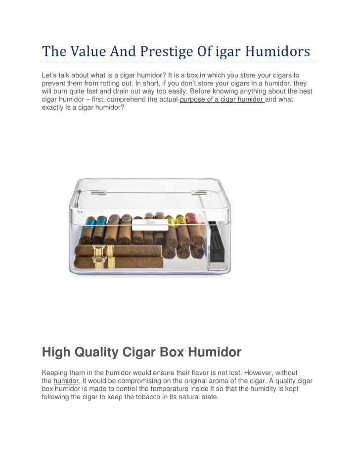 the value and prestige of igar humidors