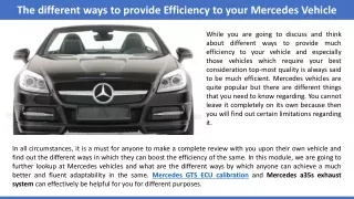 The different ways to provide Efficiency to your Mercedes Vehicle