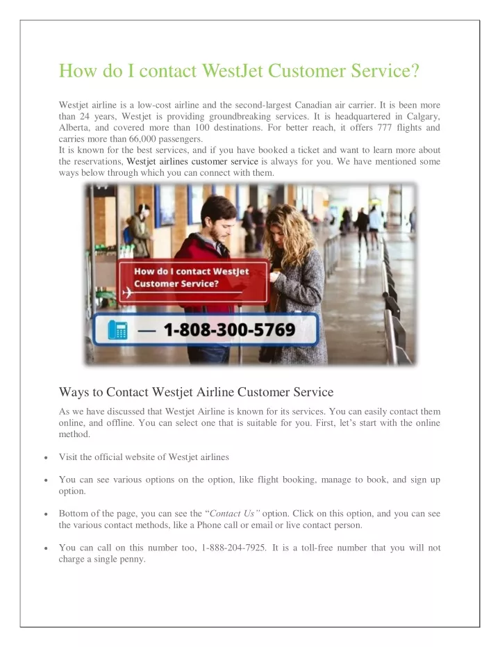 how do i contact westjet customer service