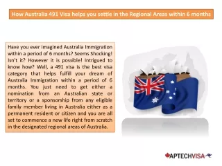 How Australia 491 Visa helps you settle in the Regional Areas within 6 months