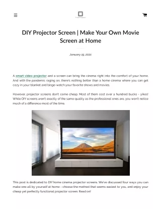 DIY Projector Screen | Make Your Own Movie Screen at Home