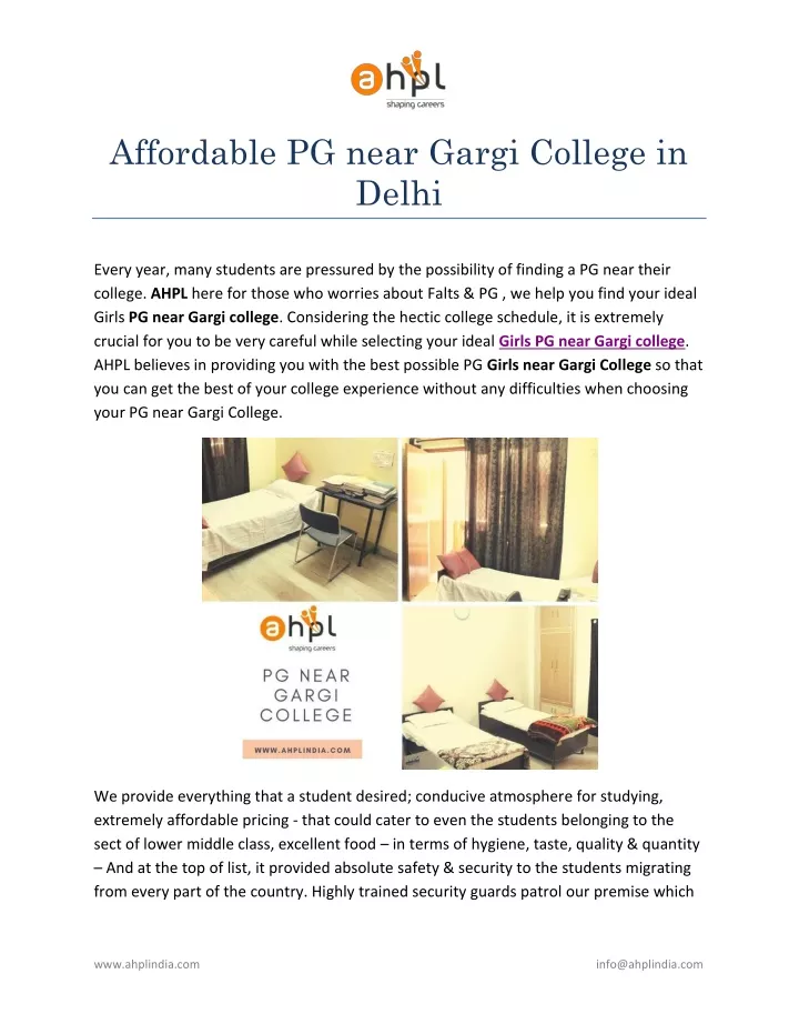 affordable pg near gargi college in delhi