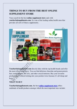 Online Supplements Store in USA