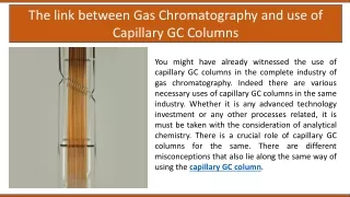 the link between gas chromatography