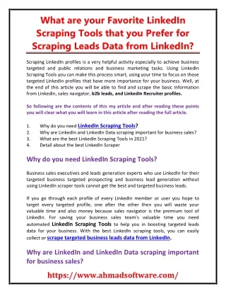 what are your favorite linkedin scraping tools