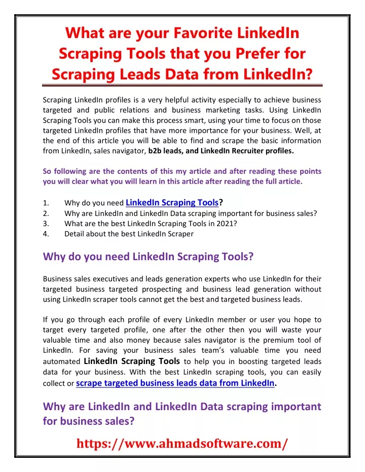 what are your favorite linkedin scraping tools