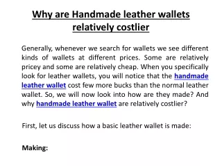 why are handmade leather wallets relatively costlier