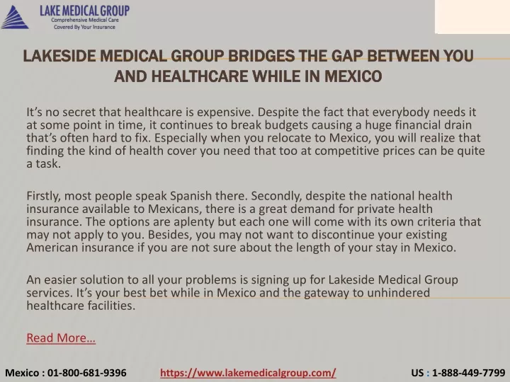 lakeside medical group bridges the gap between you and healthcare while in mexico