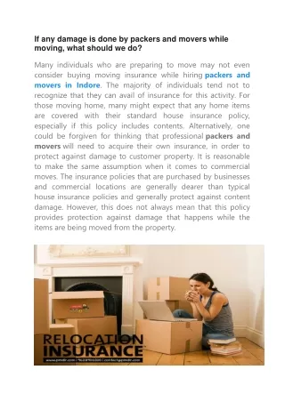 if any damage is done by packers and movers while
