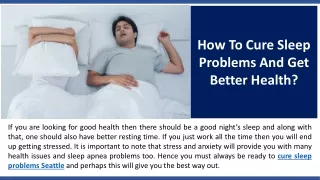 How To Cure Sleep Problems And Get Better Health
