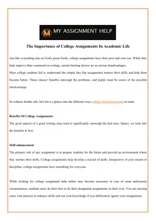 the importance of college assignments in academic