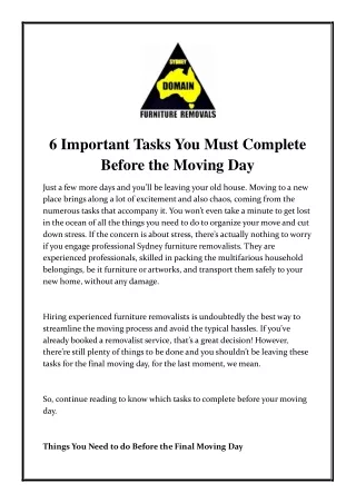 6 important tasks you must complete before