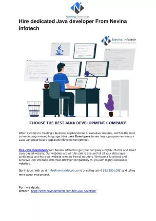 hire dedicated java developer from nevina infotech