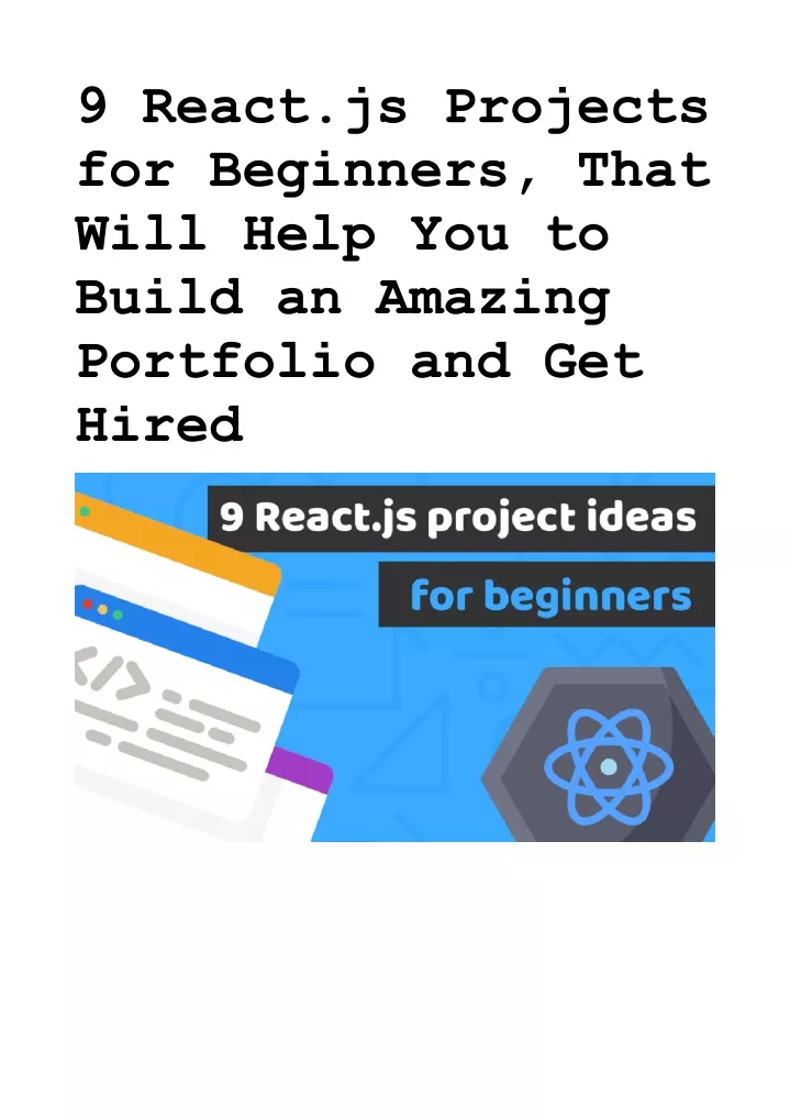 9 react js projects for beginners that will help