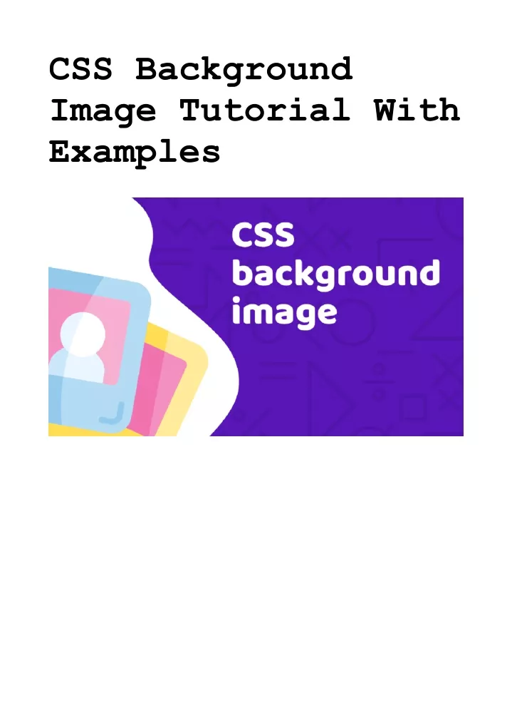 css background image tutorial with examples