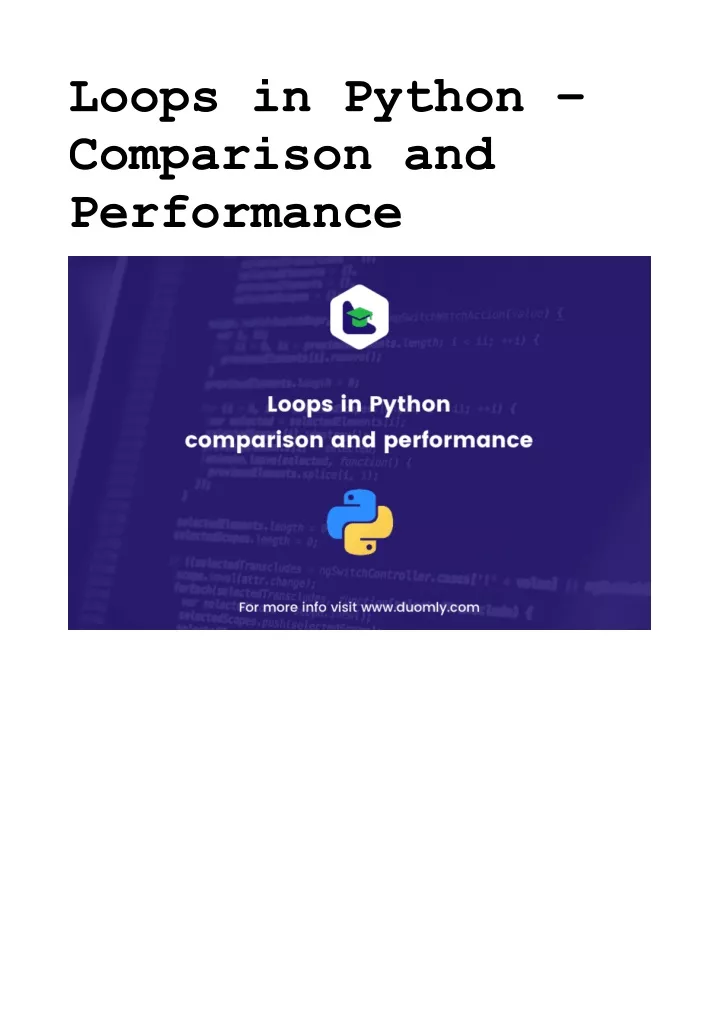 loops in python comparison and performance