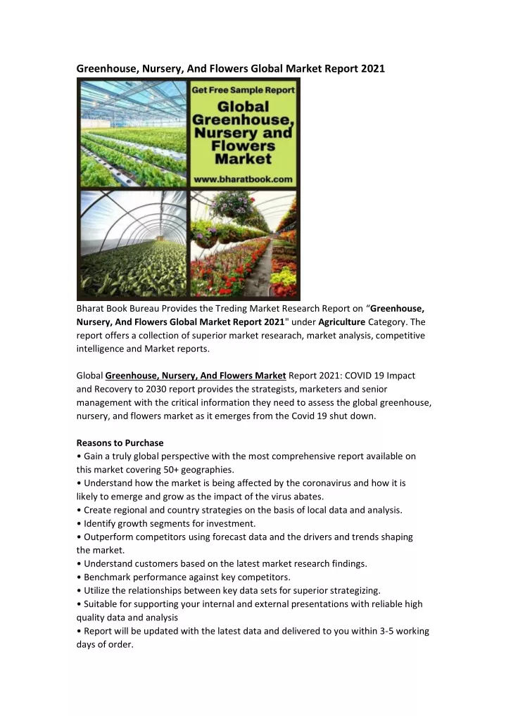 greenhouse nursery and flowers global market