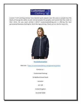 Personalised jackets | Customised Clothing