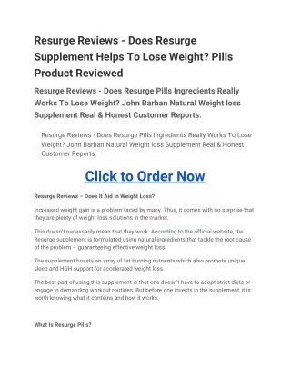 Resurge Reviews - Does Resurge Supplement Helps To Lose ..
