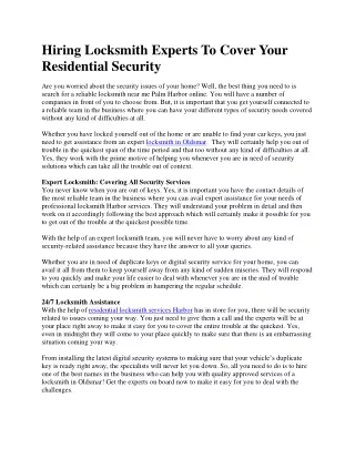 hiring locksmith experts to cover your