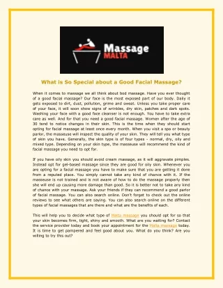 What is So Special about a Good Facial Massage?