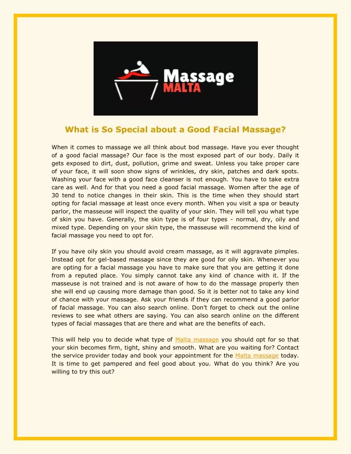 what is so special about a good facial massage
