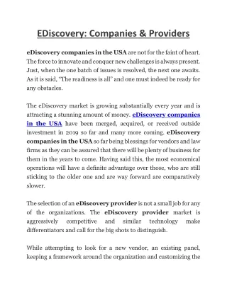 ediscovery companies providers