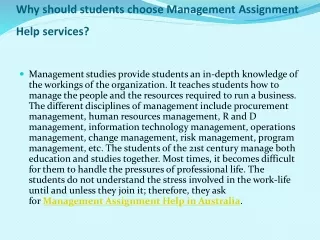 why should students choose management assignment help services