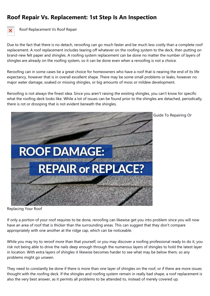 roof repair vs replacement 1st step